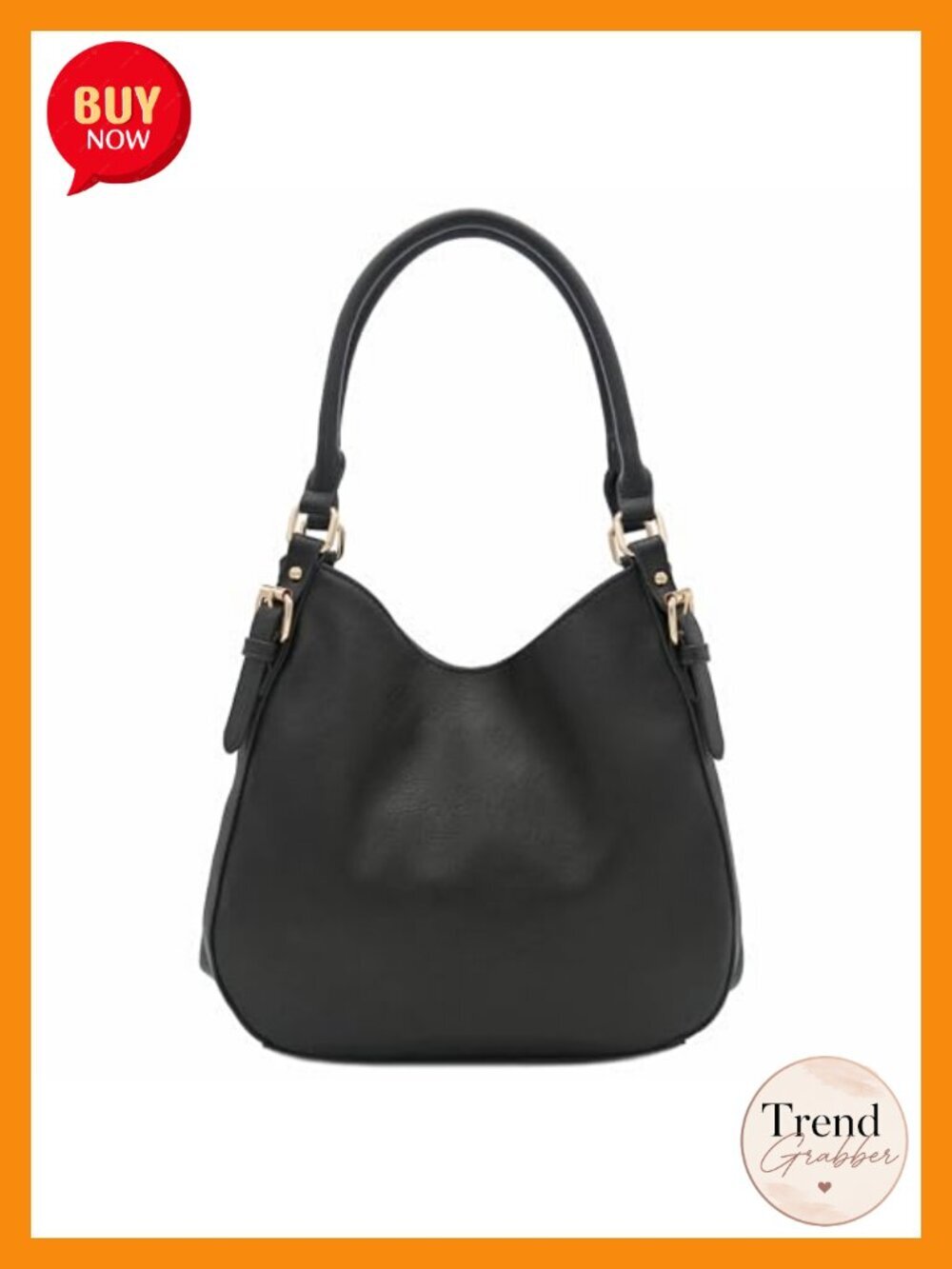 Lightweight 3 Compartment Faux Leather Hobo Bag Top Handle Shoulder Bag